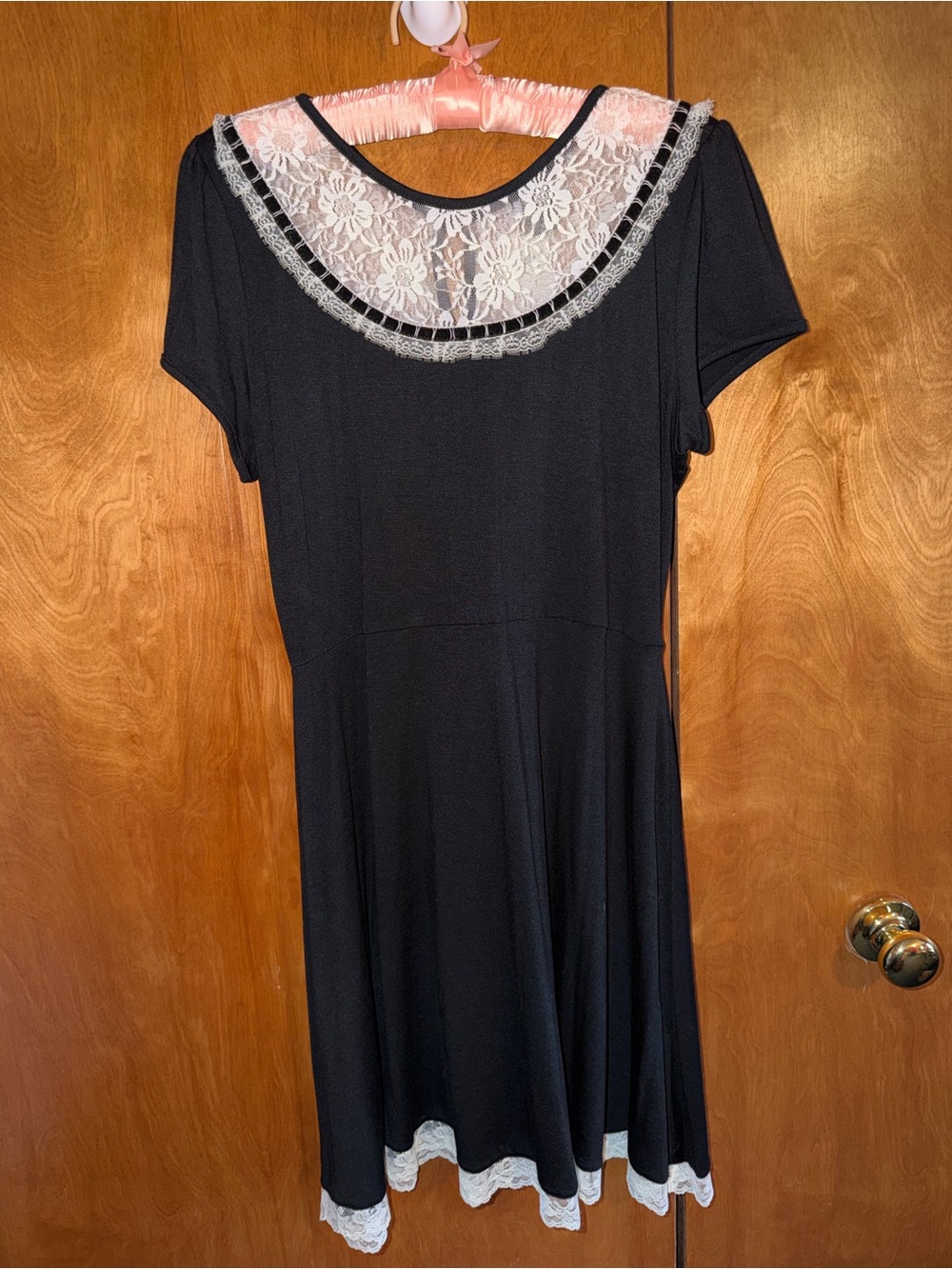 Hot Topic Black Mini Dress with White Lace Neckline & Trim